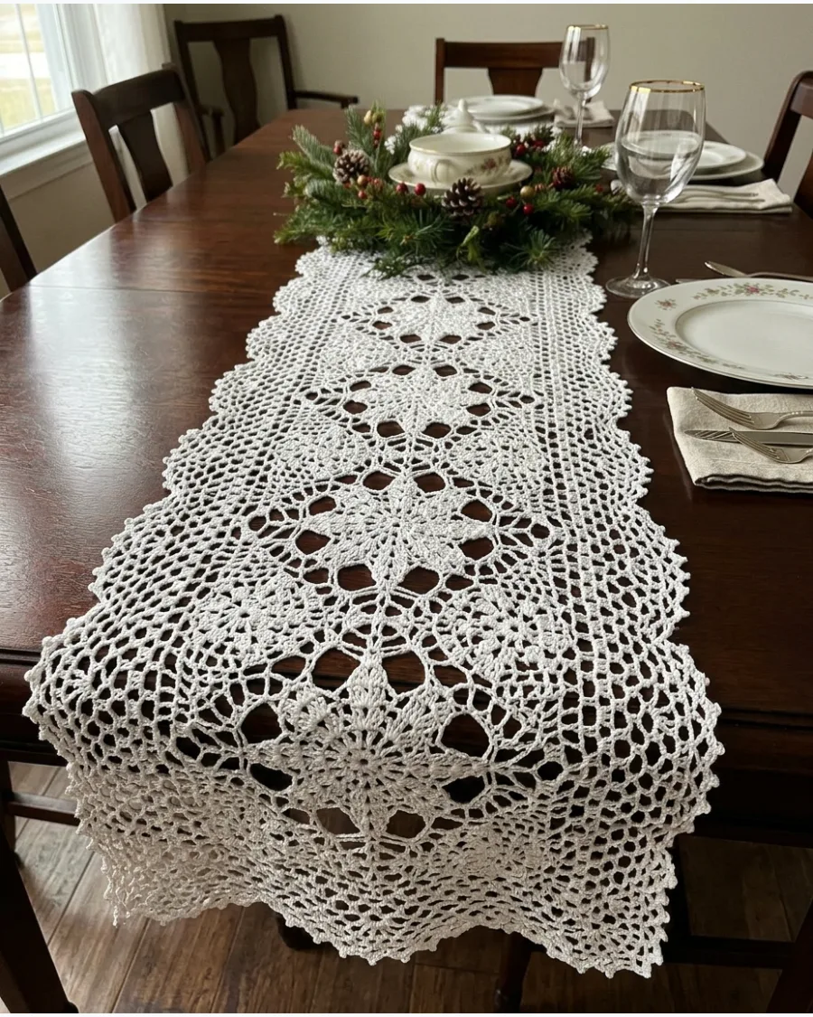 45. Crochet Christmas Table Runner