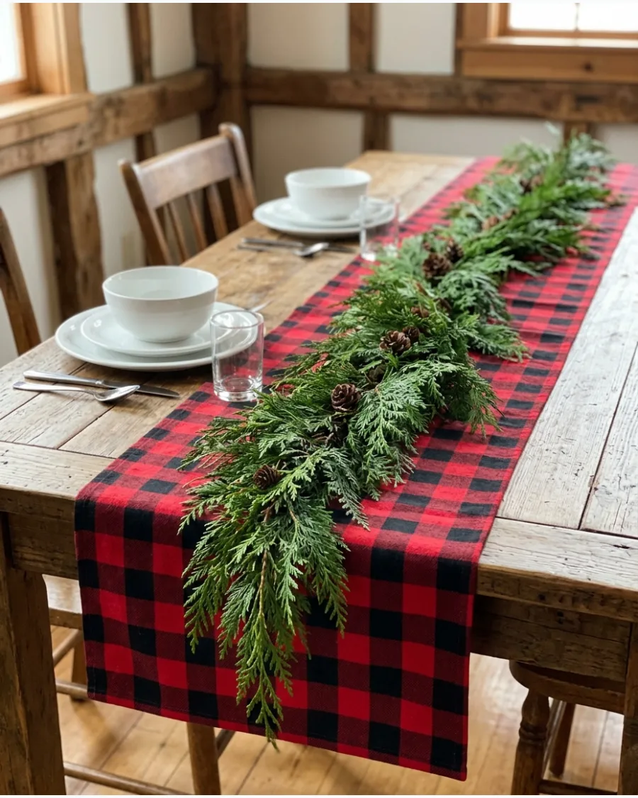 5. Buffalo Plaid Christmas Table Runner