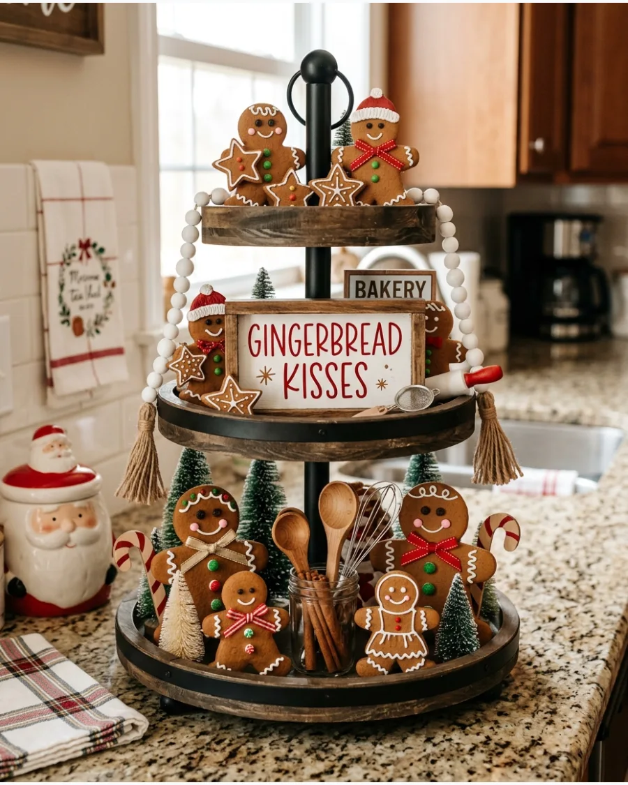14. Gingerbread Man Tiered Tray