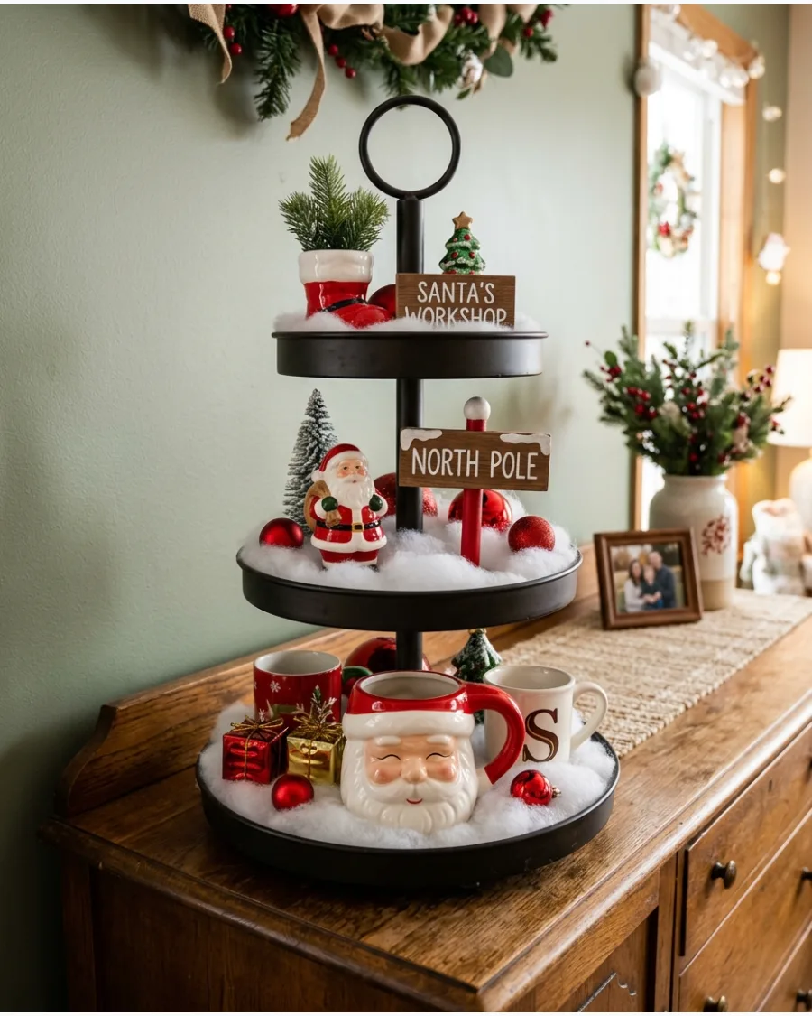 2. Santa Claus Christmas Tiered Tray