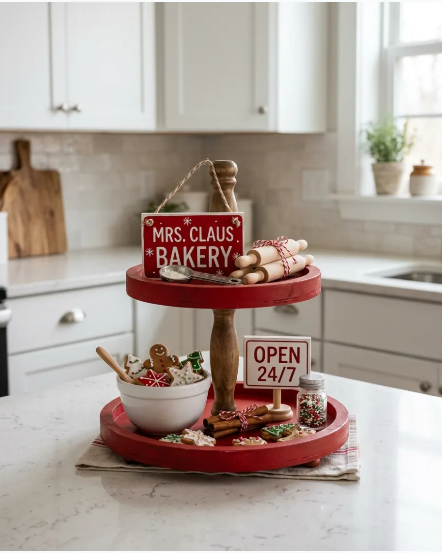 20. Mrs. Claus Bakery Tiered Tray