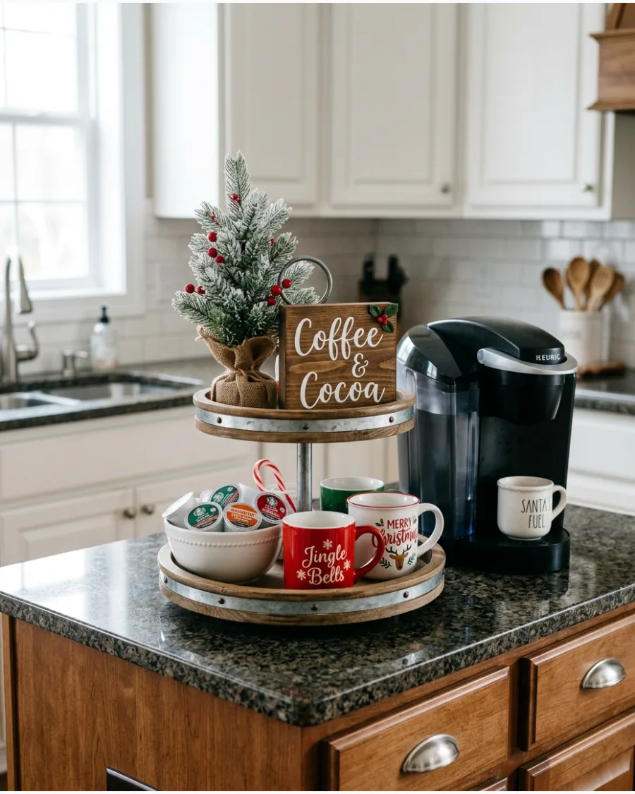 23. Christmas Coffee Bar Tiered Tray