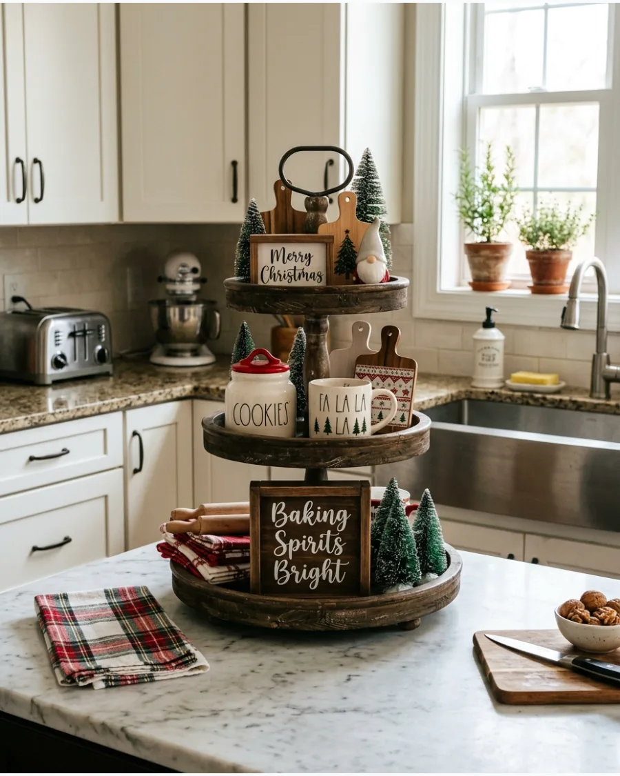 26. Christmas Kitchen Tiered Tray