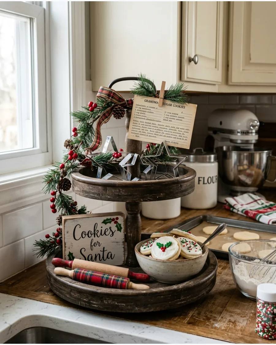 29. Christmas Cookie Baking Station Tiered Tray