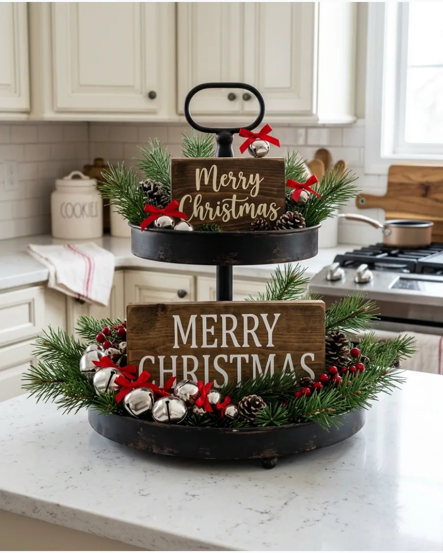 4. Merry Christmas Tiered Tray