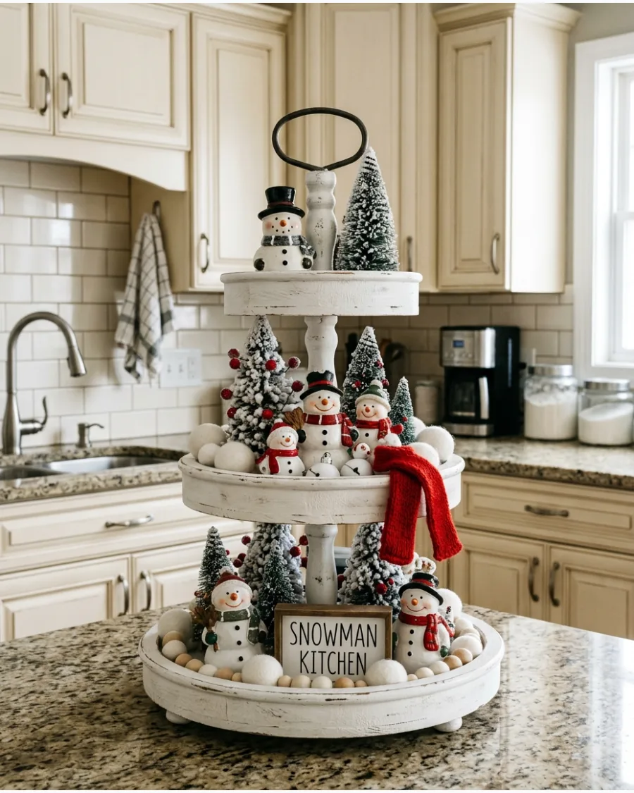 41. Snowman Christmas Tiered Tray