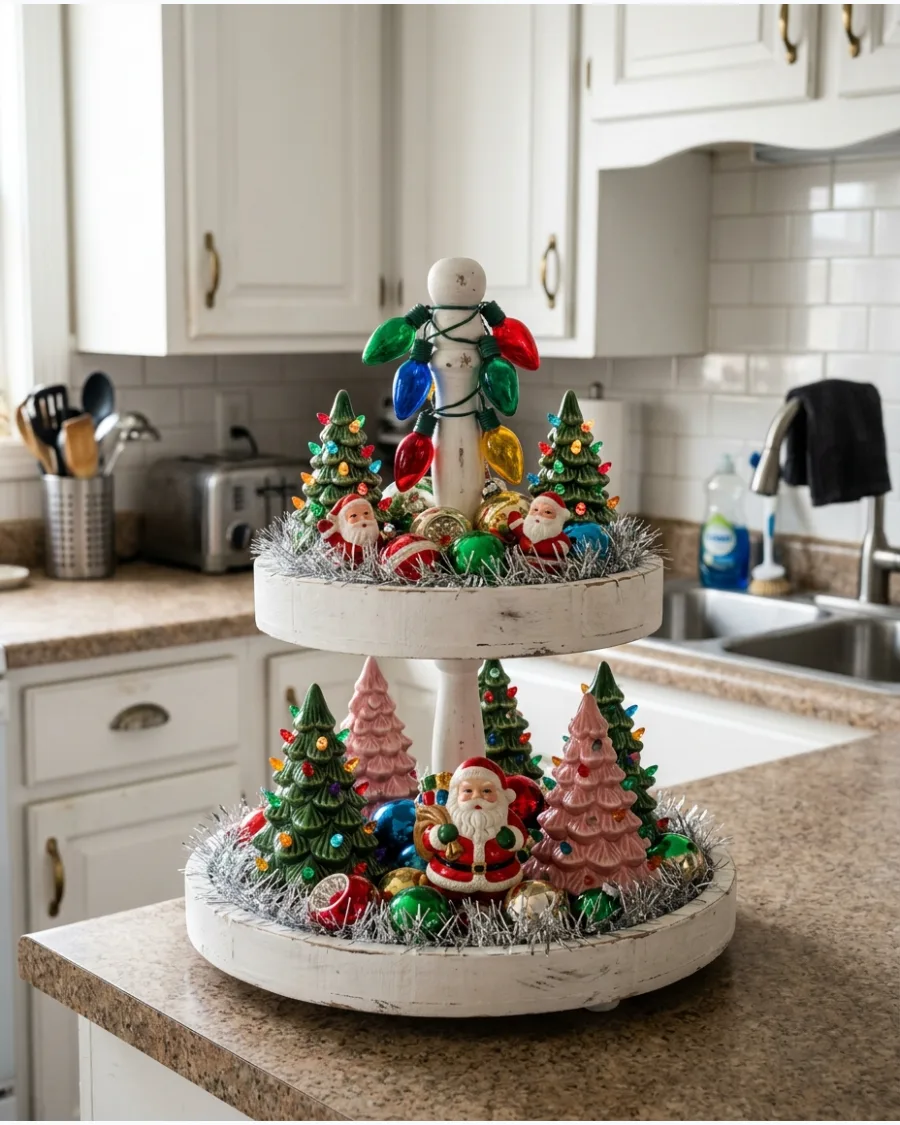 46. Retro Christmas Tiered Tray