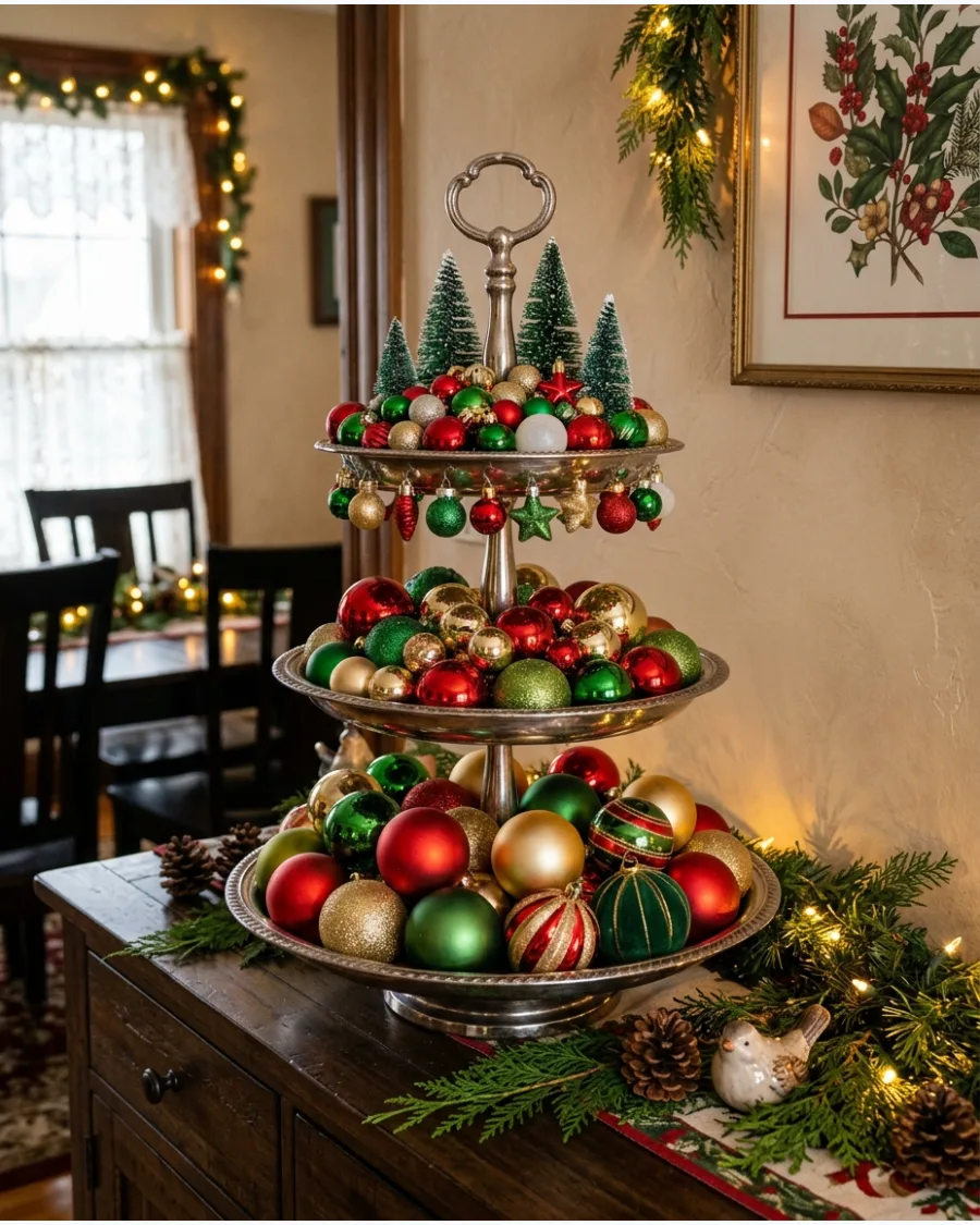 5. Christmas Ornament Tiered Tray