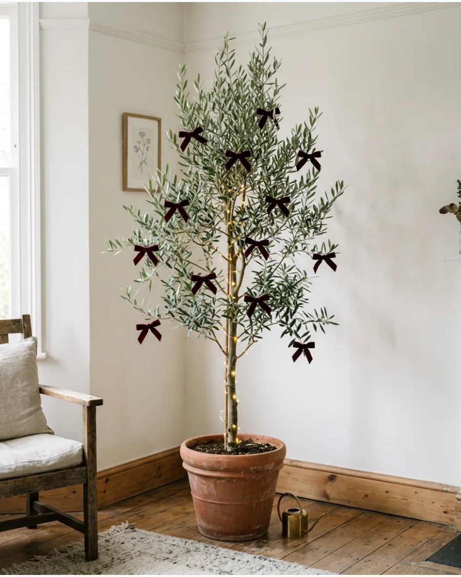 18. Potted Olive Tree Christmas Tree