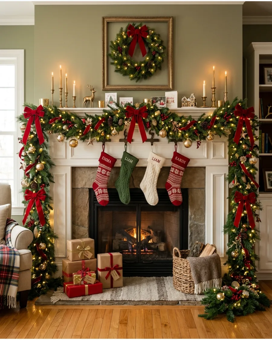 30. Christmas Mantel as the Main Tree Alternative