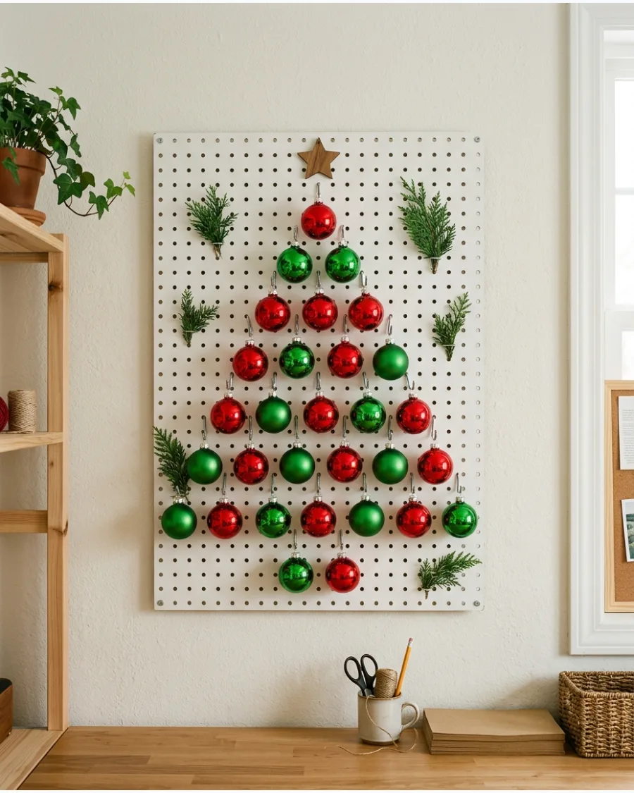 7. Pegboard Ornament Christmas Tree