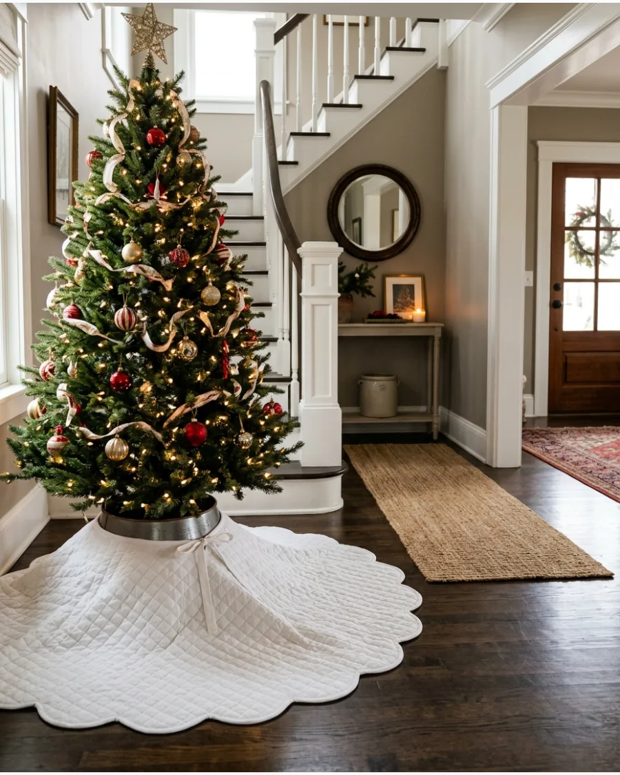 19. Scalloped Quilted Christmas Tree Skirt