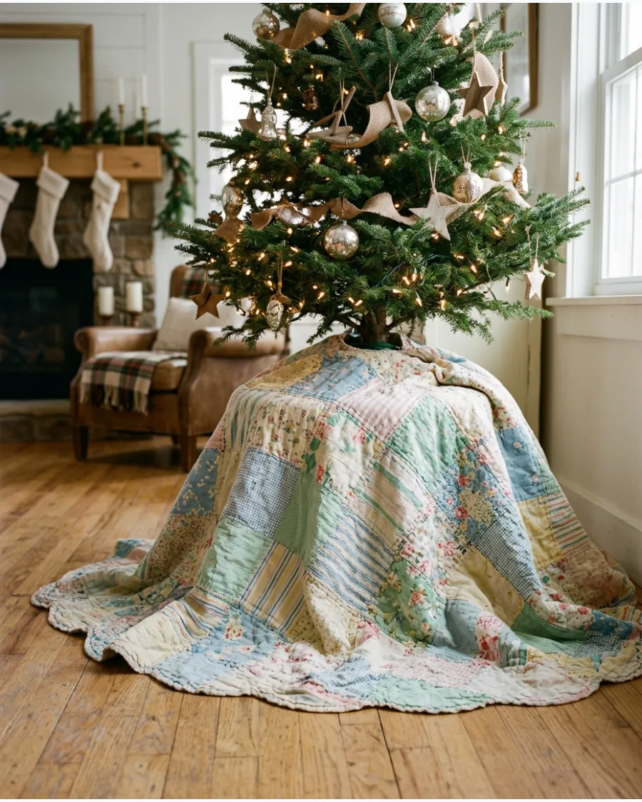 21. Vintage Quilt Christmas Tree Skirt