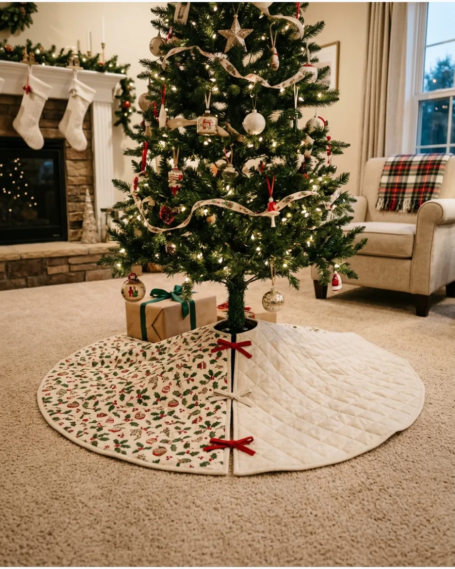 22. Reversible Quilted Christmas Tree Skirt