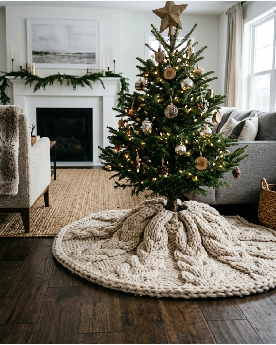 25. Chunky Knit Christmas Tree Skirt