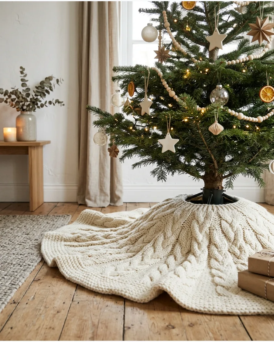 29. Cable Knit Christmas Tree Skirt