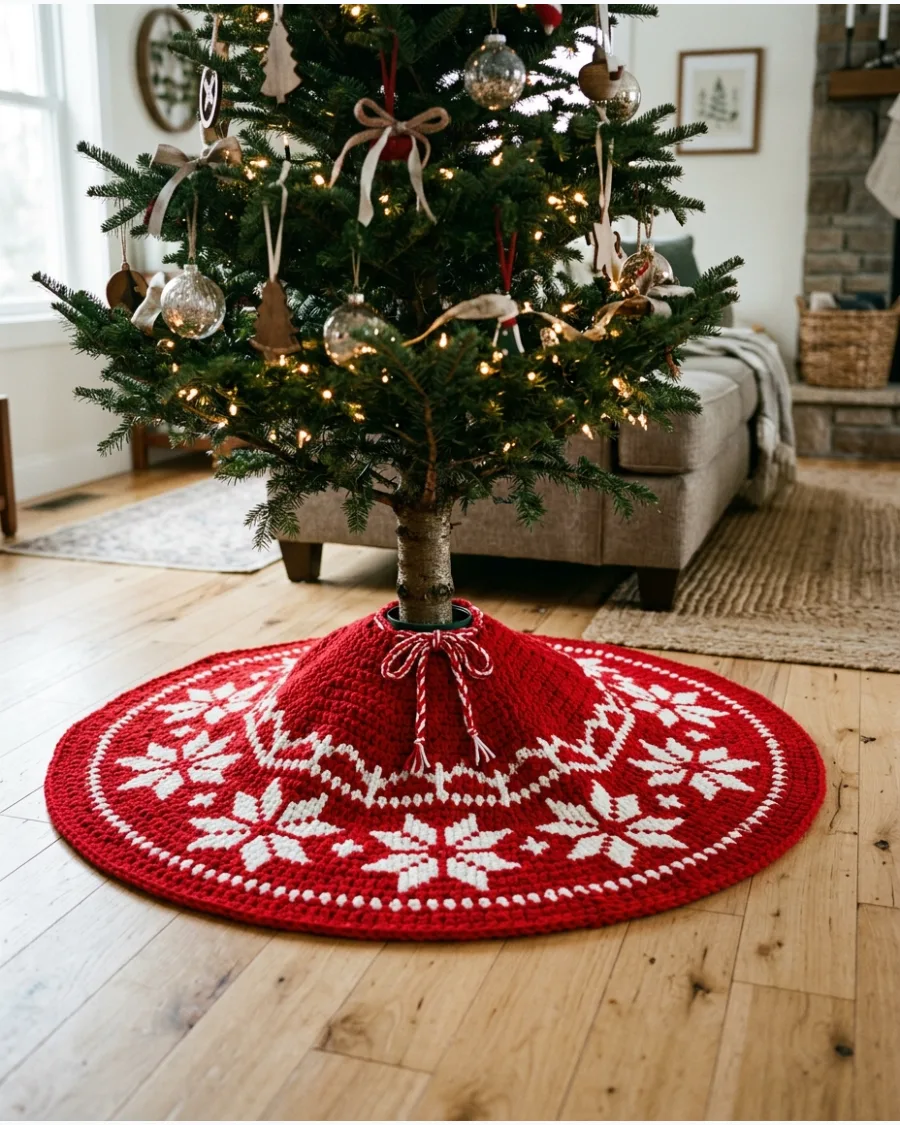 31. Nordic Crochet Christmas Tree Skirt