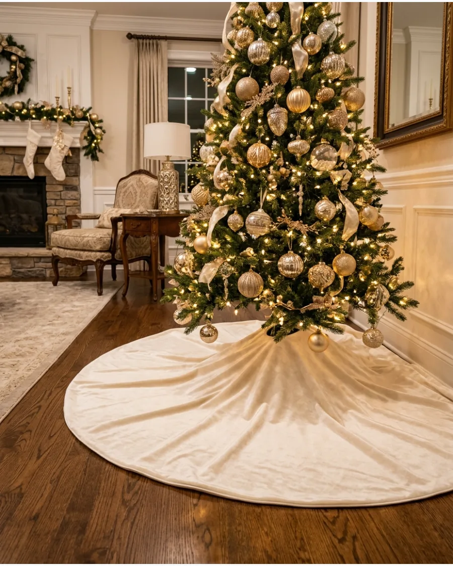 33. Ivory Velvet Christmas Tree Skirt