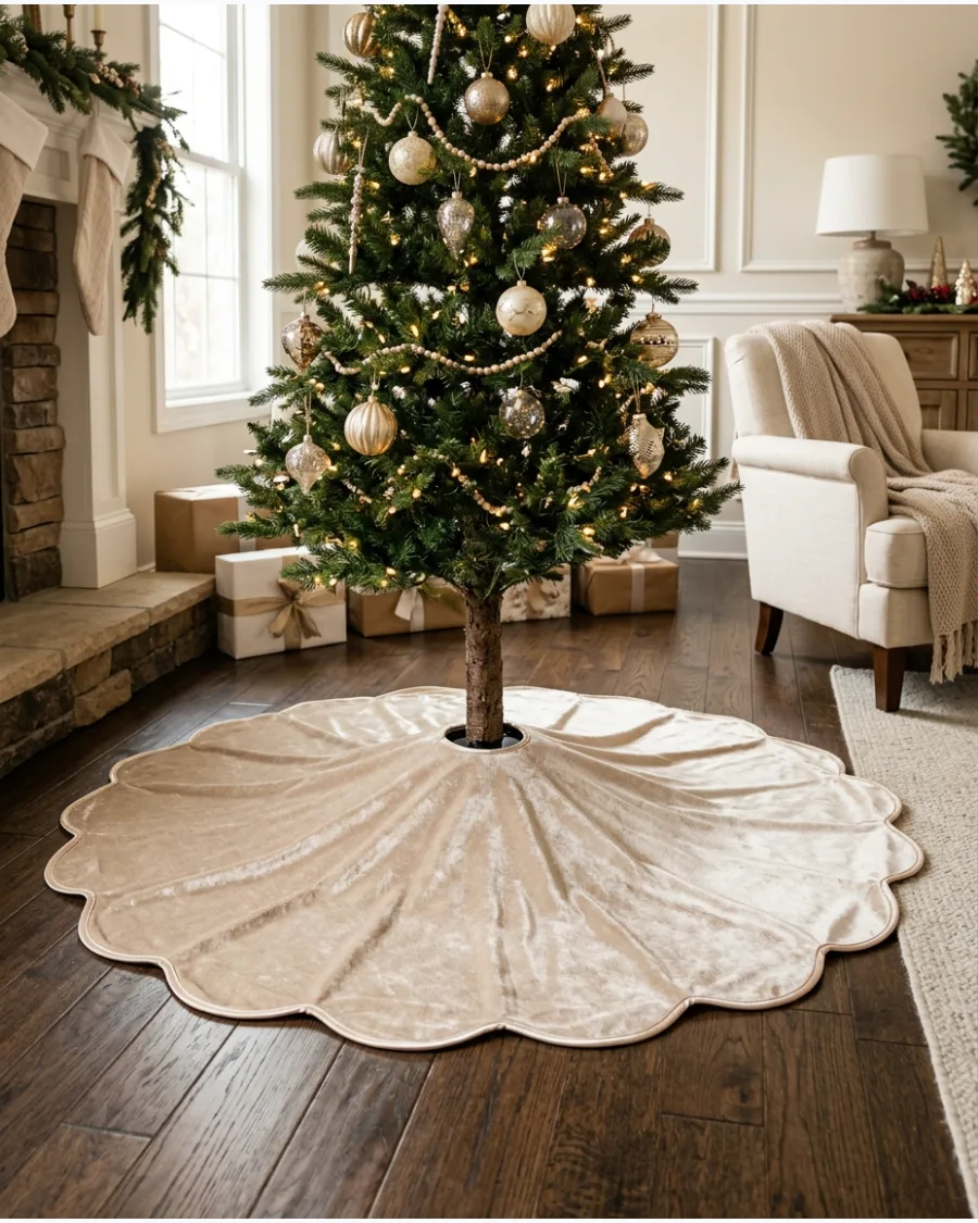 34. Champagne Velvet Christmas Tree Skirt