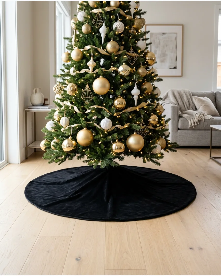 39. Black Velvet Christmas Tree Skirt