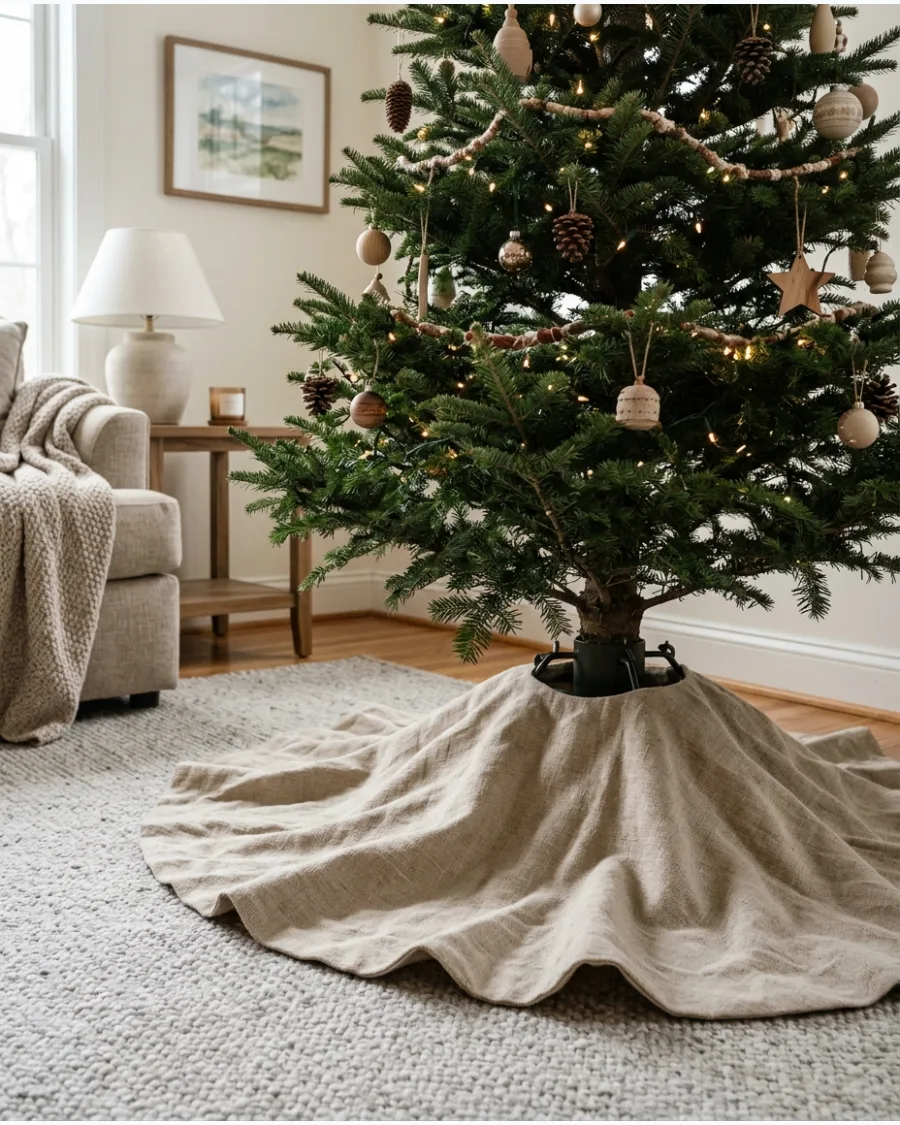 42. Beige Linen Christmas Tree Skirt
