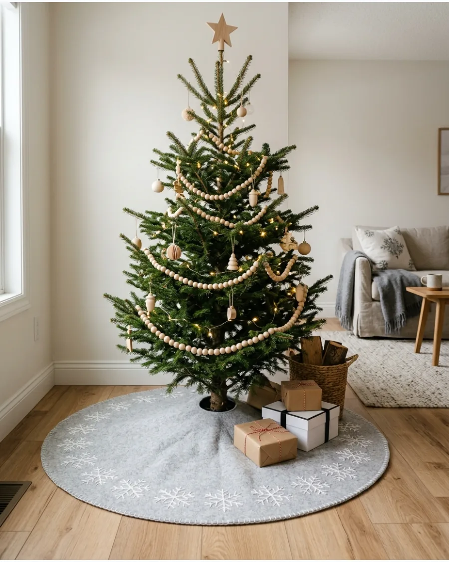 45. Gray and White Scandinavian Tree Skirt