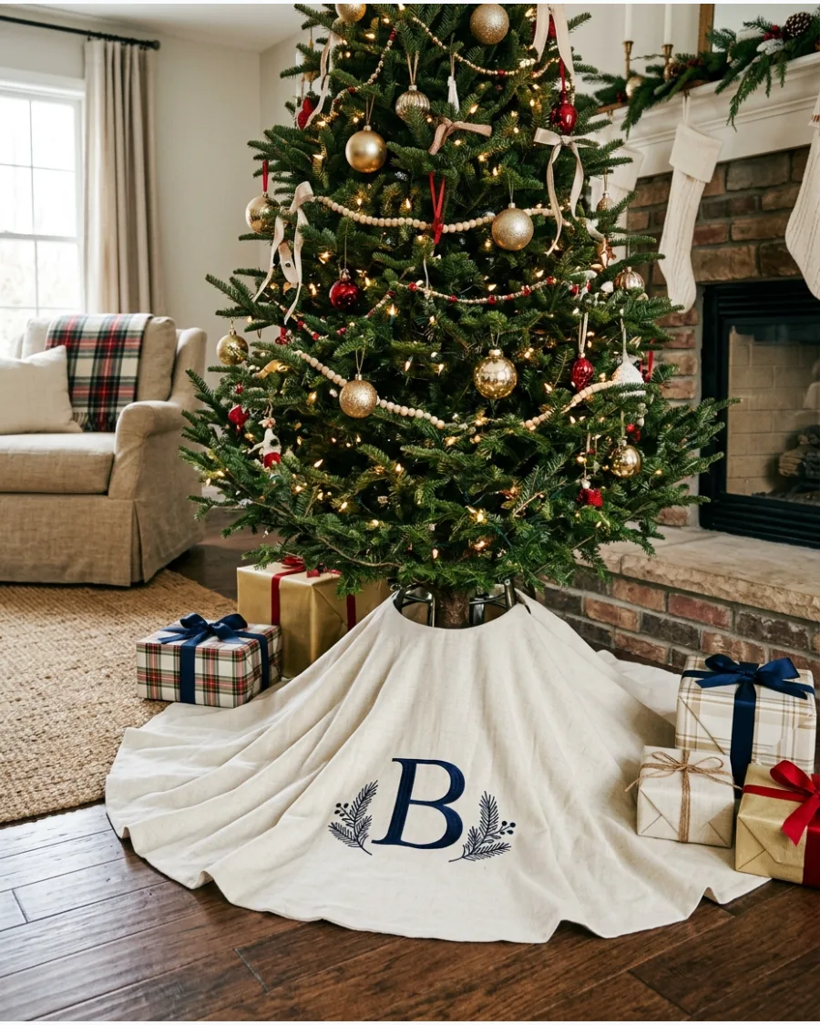 48. Monogrammed Christmas Tree Skirt