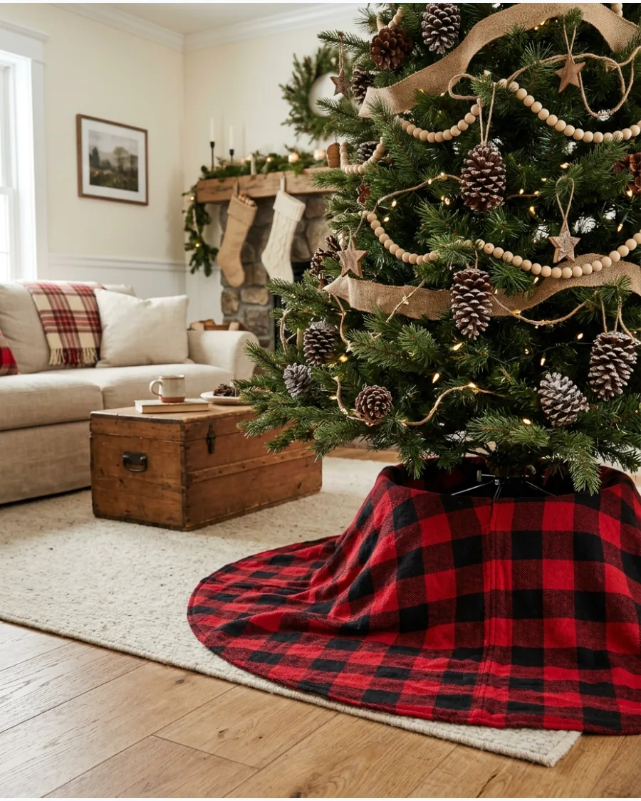 9. Red Buffalo Check Christmas Tree Skirt
