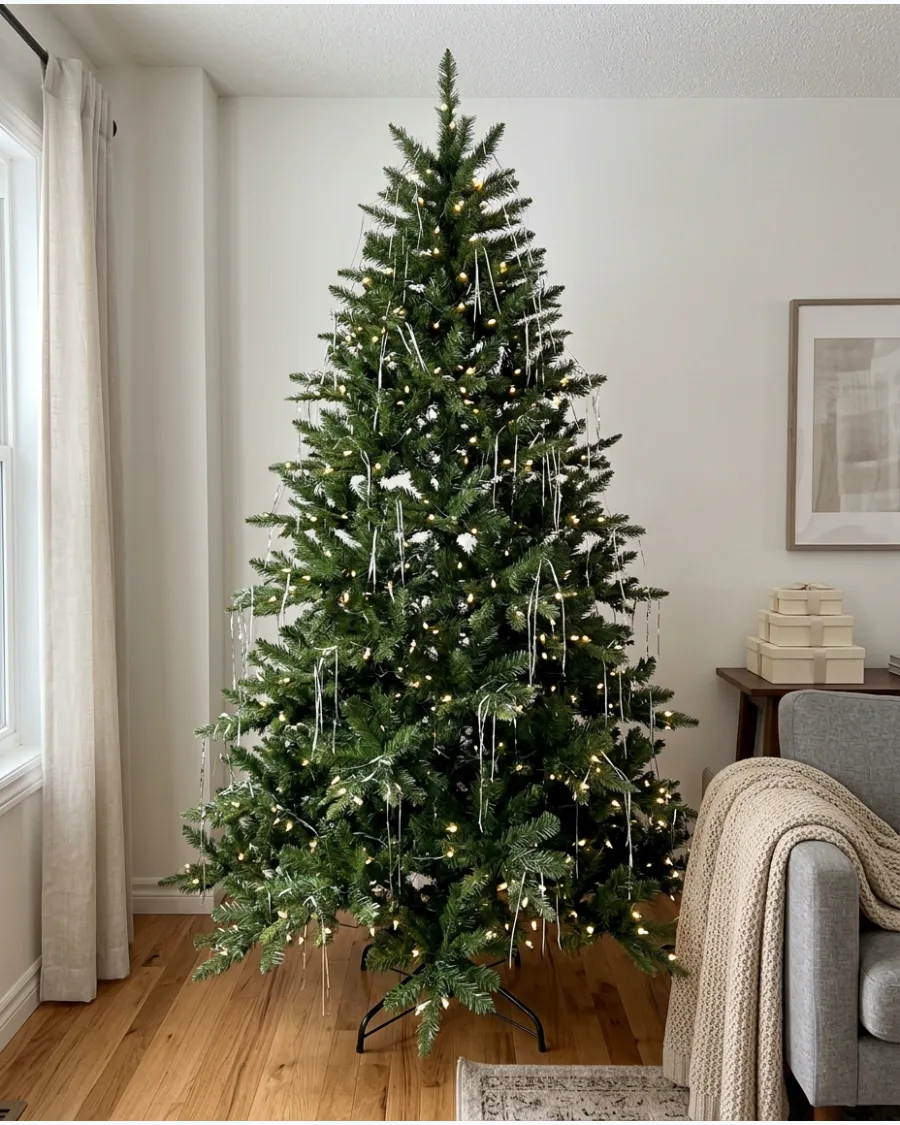 17. Minimal Silver Tinsel Christmas Tree