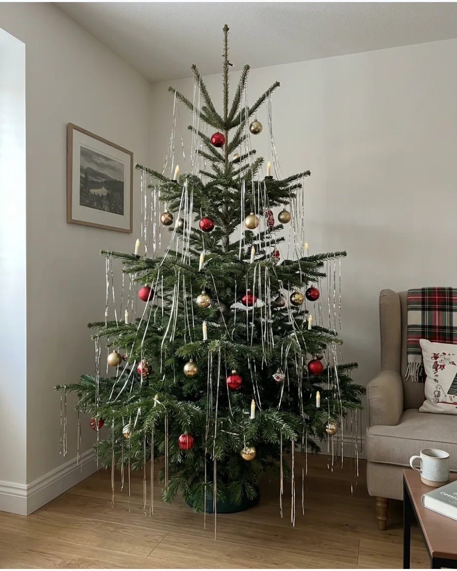 2. Vintage Lametta Christmas Tree