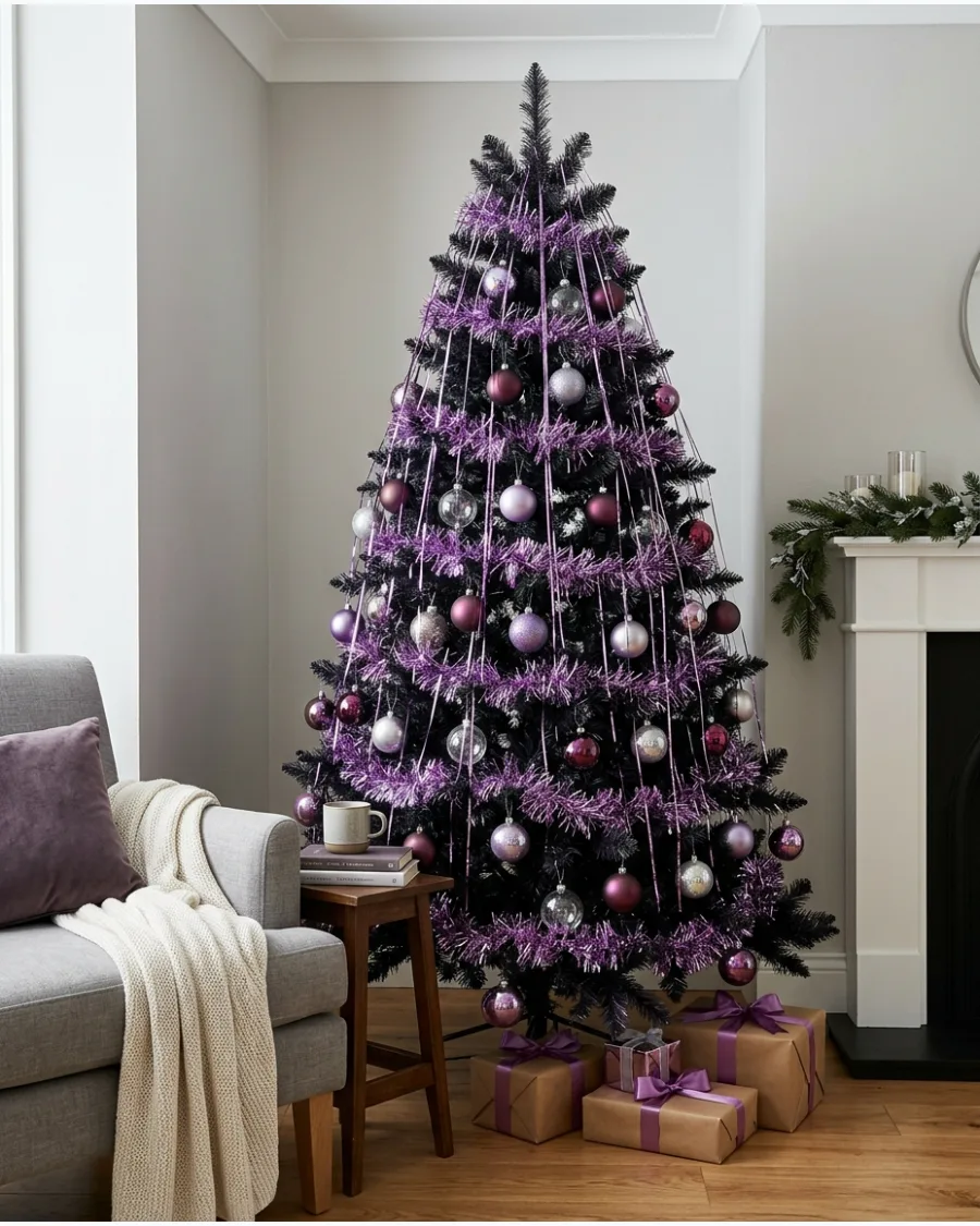33. Purple Tinsel Christmas Tree