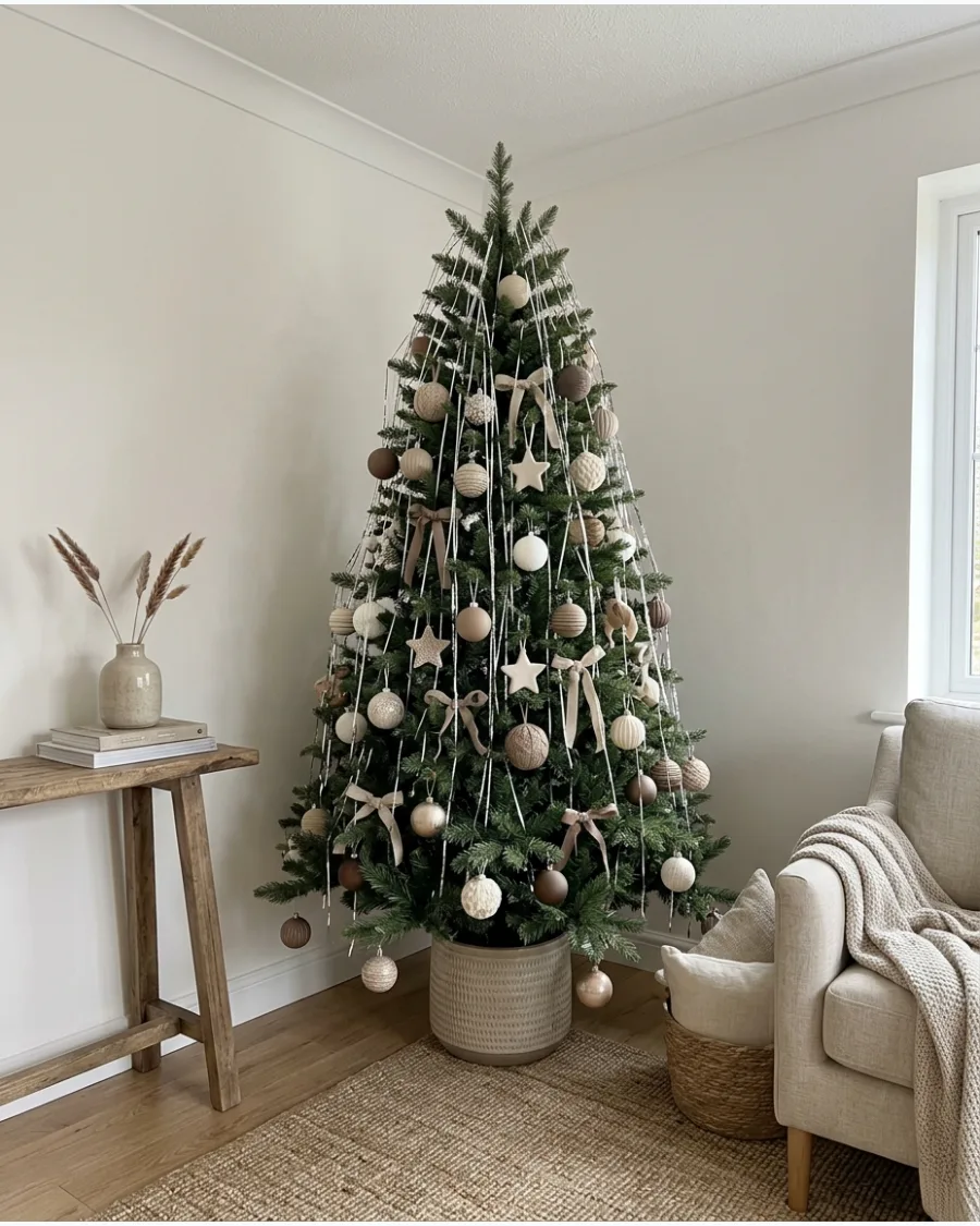 43. Neutral Christmas Tree With Silver Tinsel