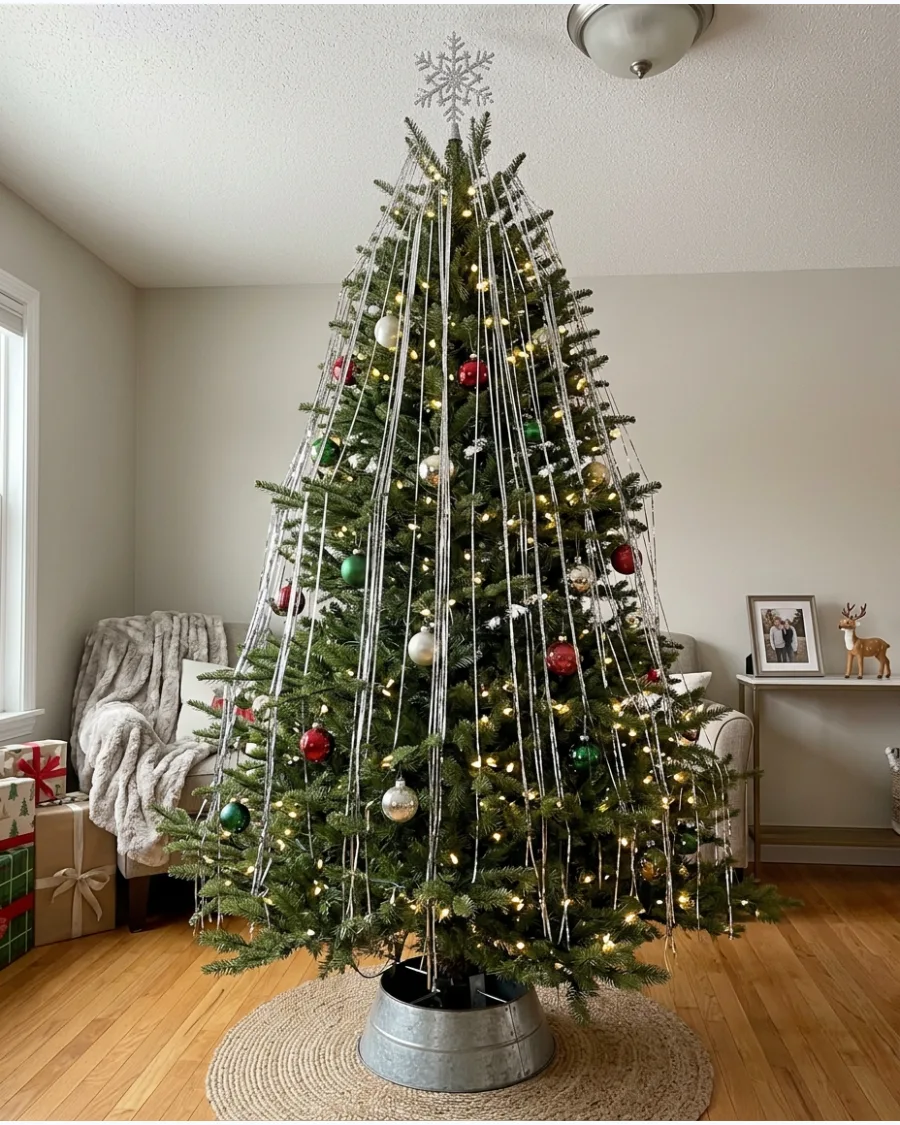 54. Vertical Tinsel Garland Christmas Tree