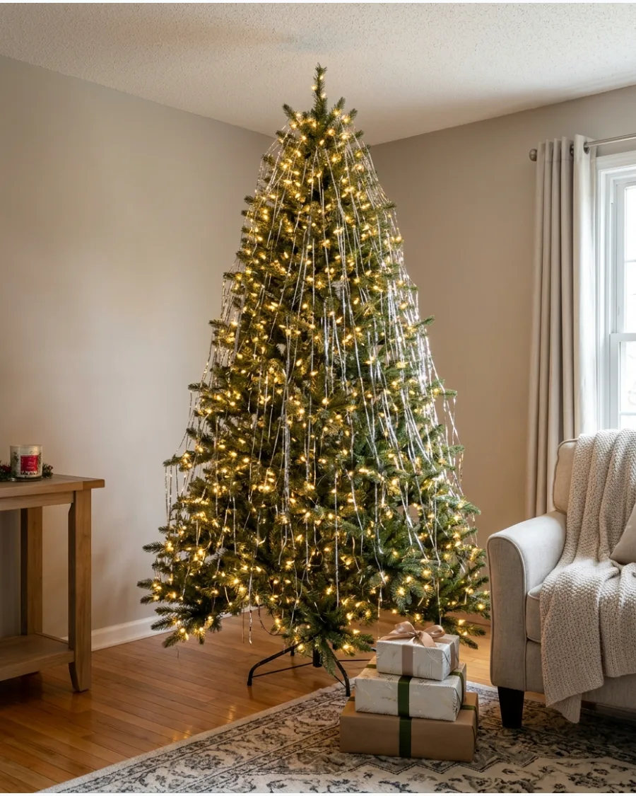 56. Tinsel and Fairy Light Christmas Tree