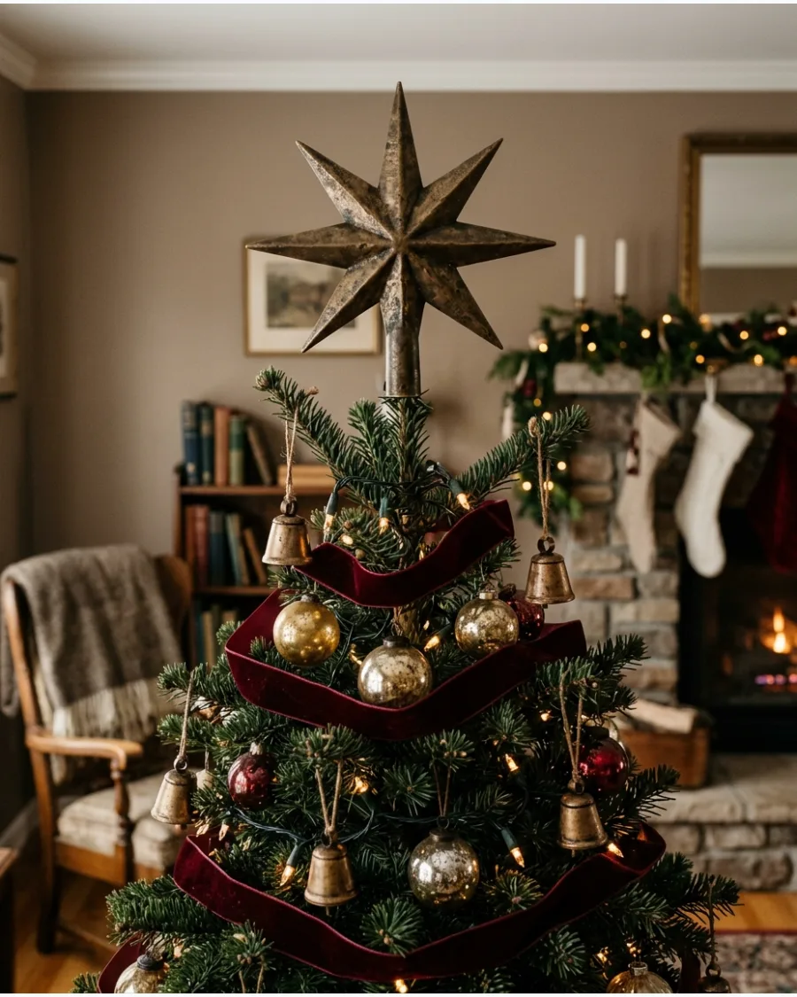 12. Antique Brass Star Tree Topper