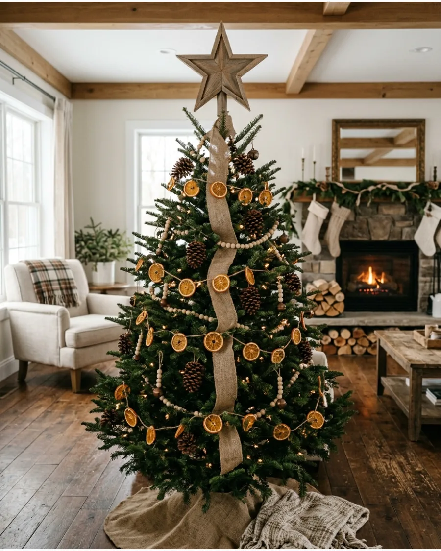 14. Rustic Wooden Star Tree Topper