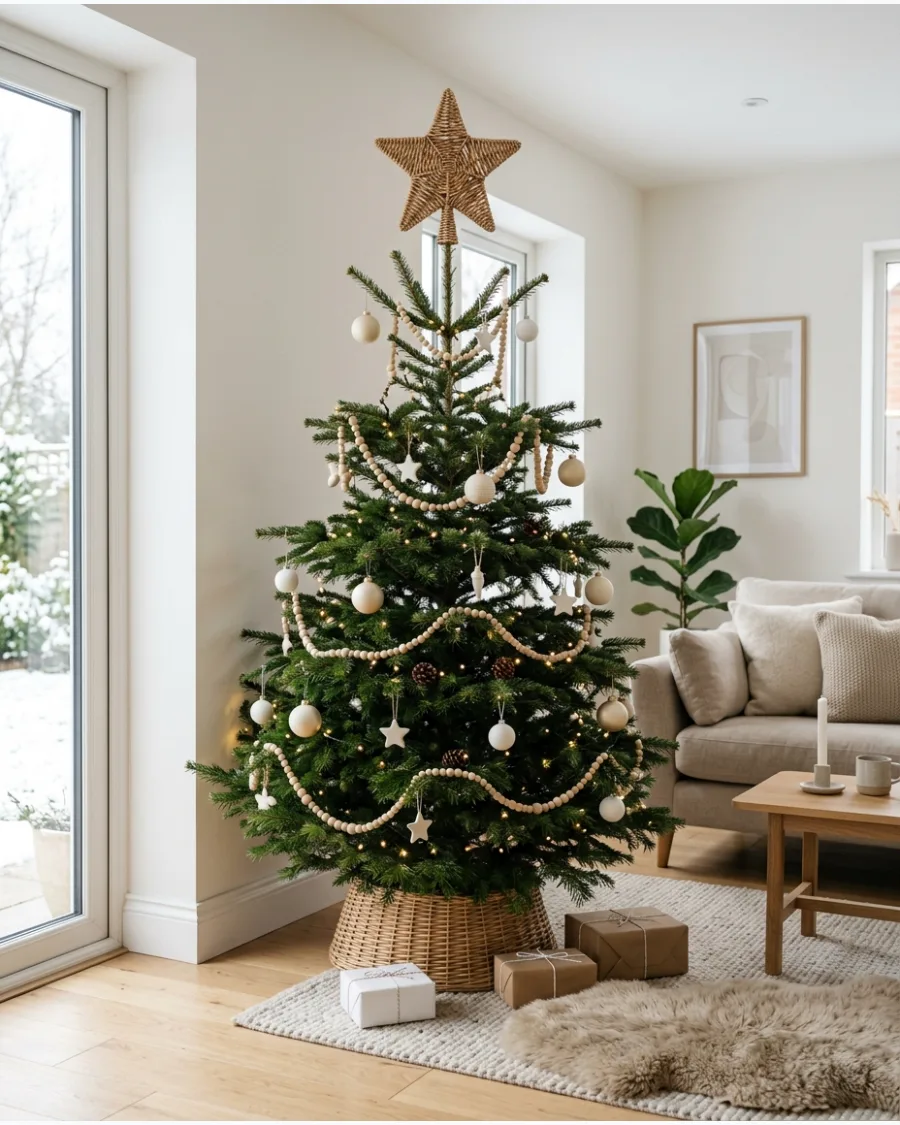 15. Woven Rattan Star Tree Topper