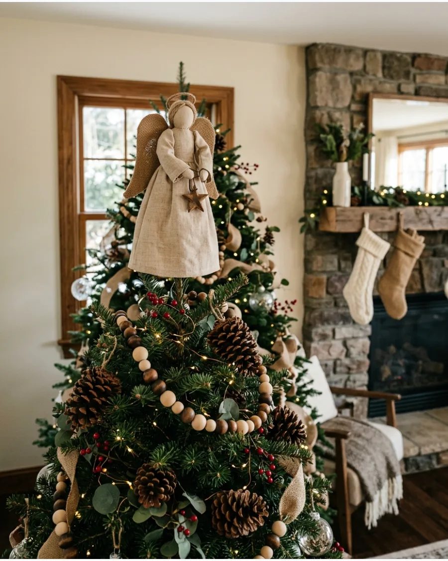 22. Natural Linen Angel Tree Topper