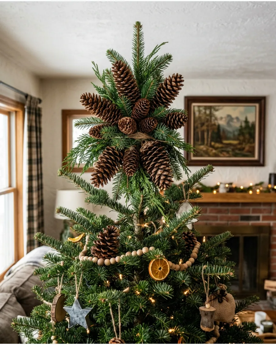 27. Pinecone and Evergreen Tree Topper