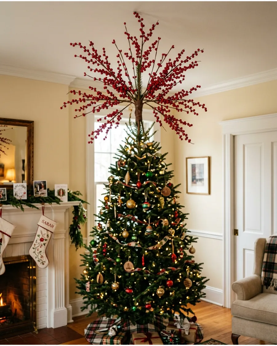 29. Red Berry Branch Tree Topper