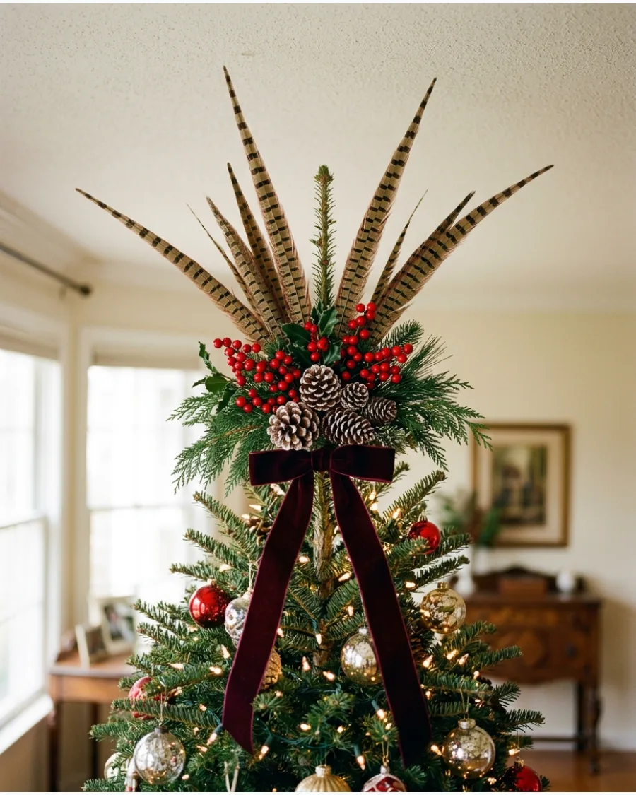 32. Pheasant Feather Christmas Tree Topper