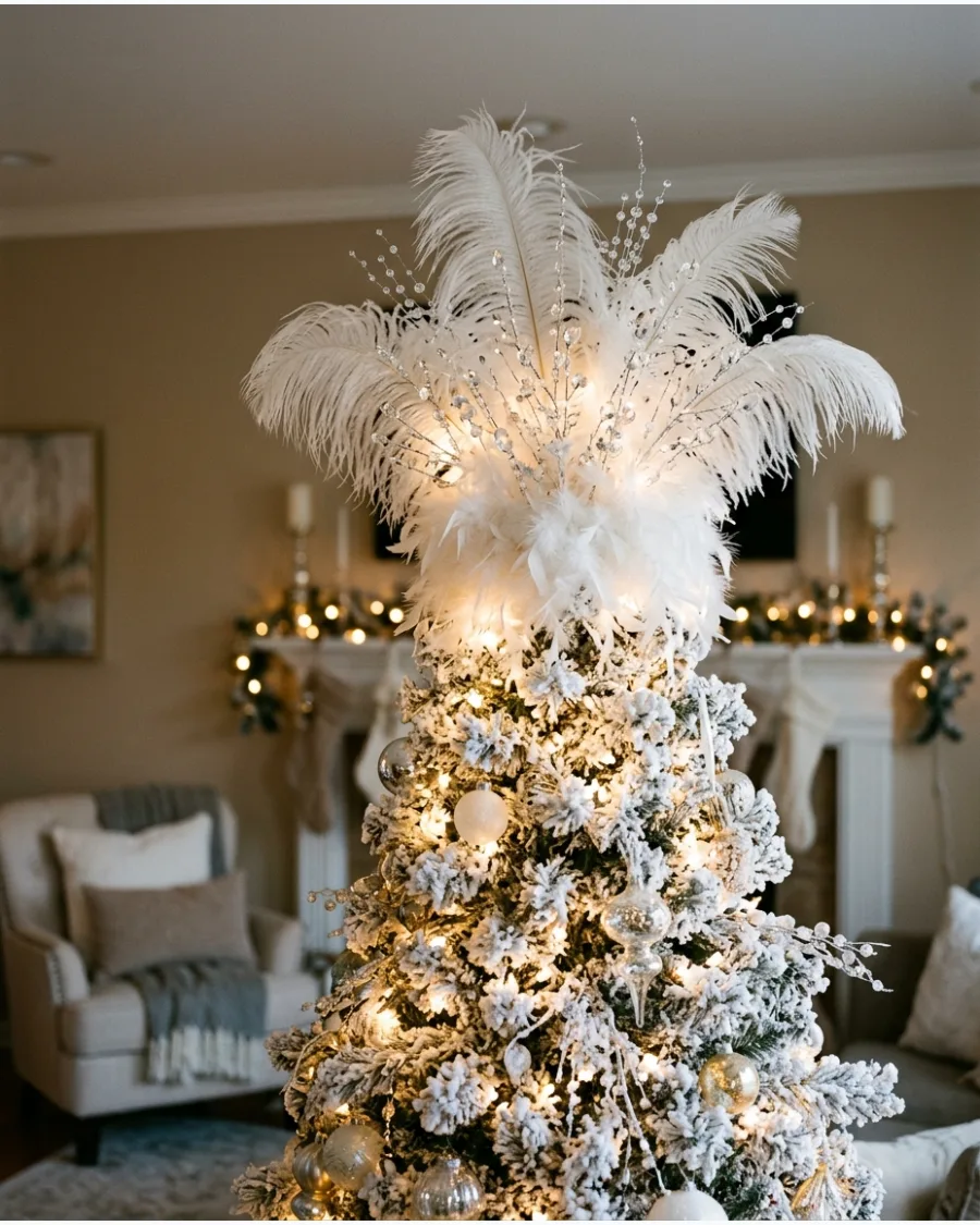 33. White Feather Christmas Tree Topper