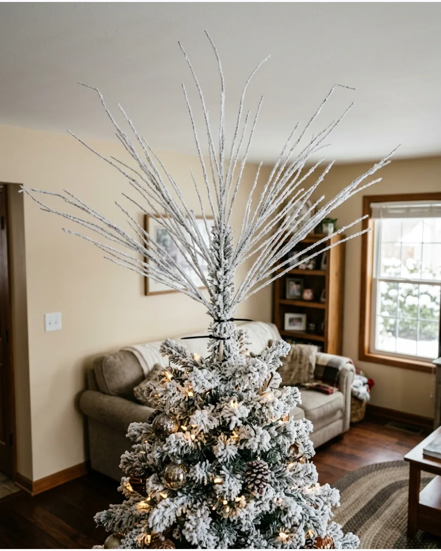 34. Frosted Branch Christmas Tree Topper