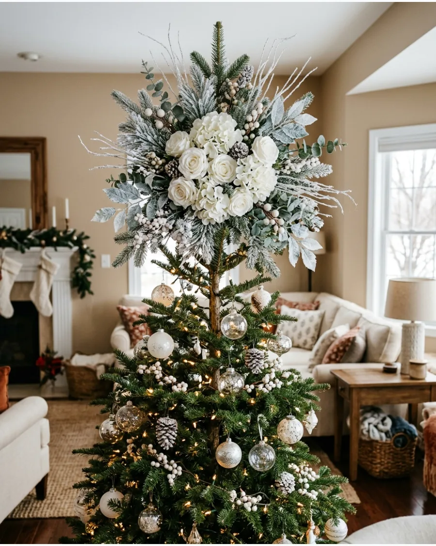 39. Winter White Floral Bouquet Topper