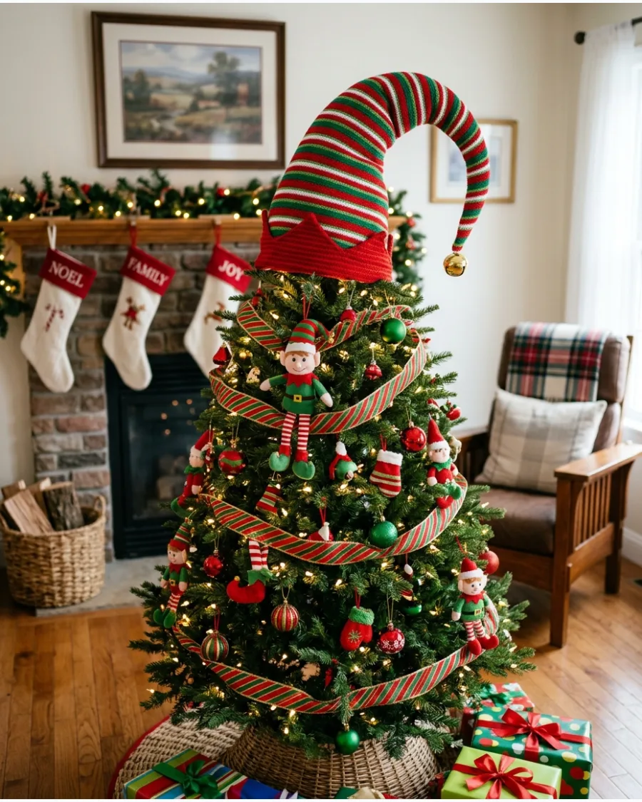 46. Christmas Elf Hat Tree Topper