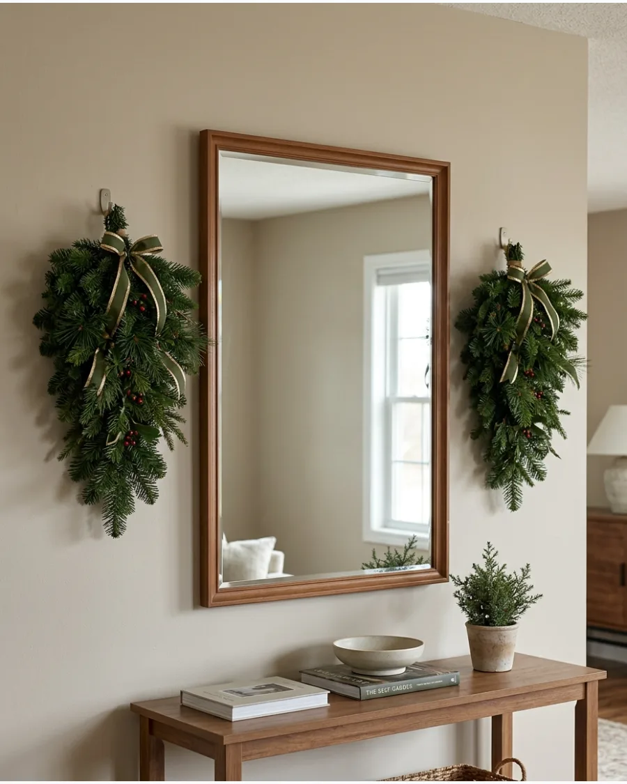 12. Double Christmas Swag Wall Display