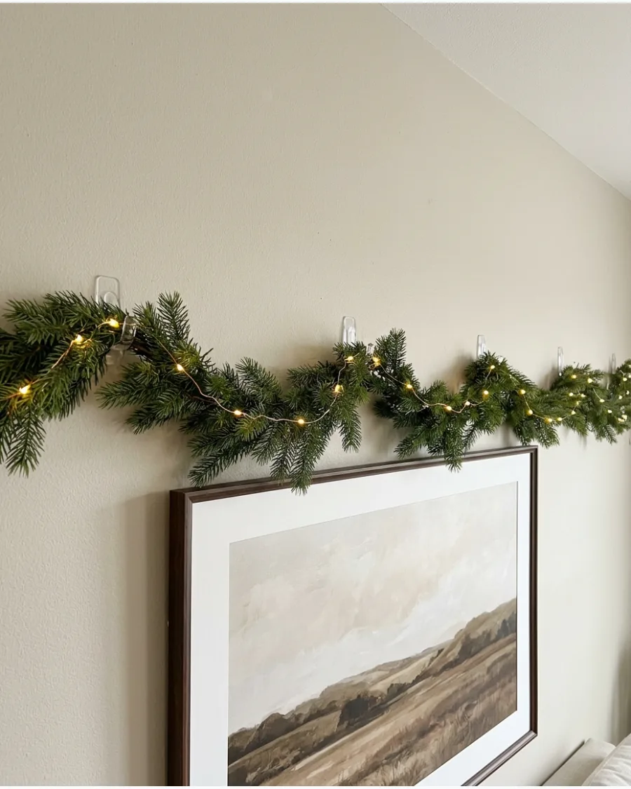 13. Evergreen Garland Across a Living Room Wall