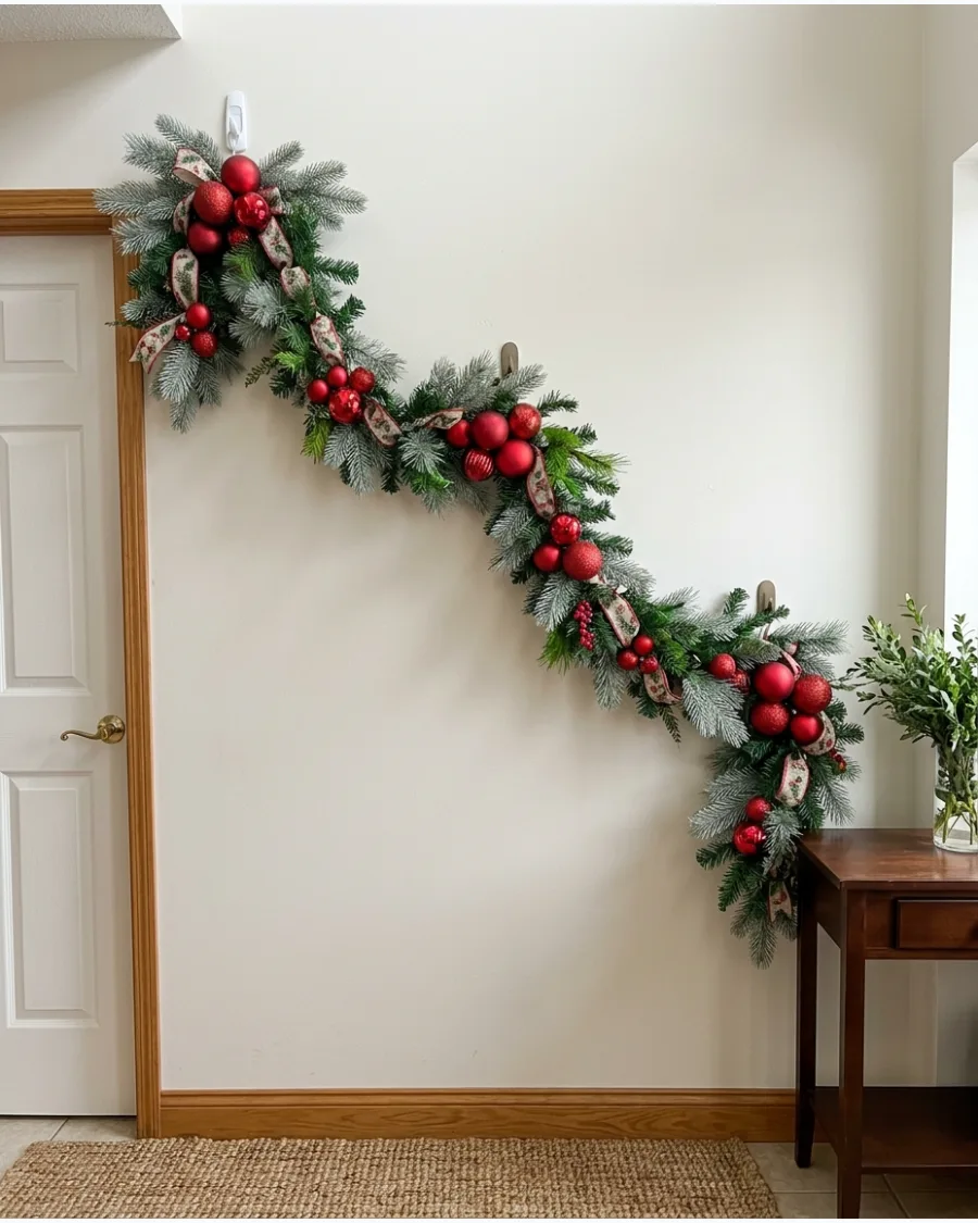 14. Cascading Christmas Garland Wall