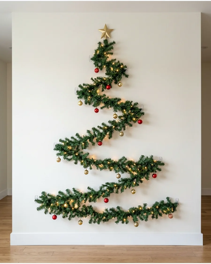 17. Garland Christmas Tree on the Wall