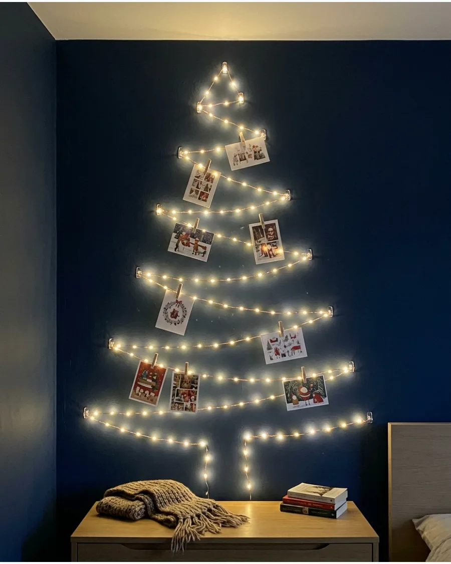 18. Fairy Light Christmas Tree Wall